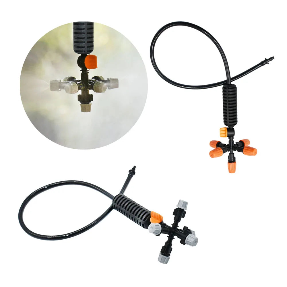 Boquilla nebulizadora antigoteo, sistema de riego por aspersión con nebulización de agua, kit de rociador ajustable de 4/5/6/7 vías para humidificación de invernaderos