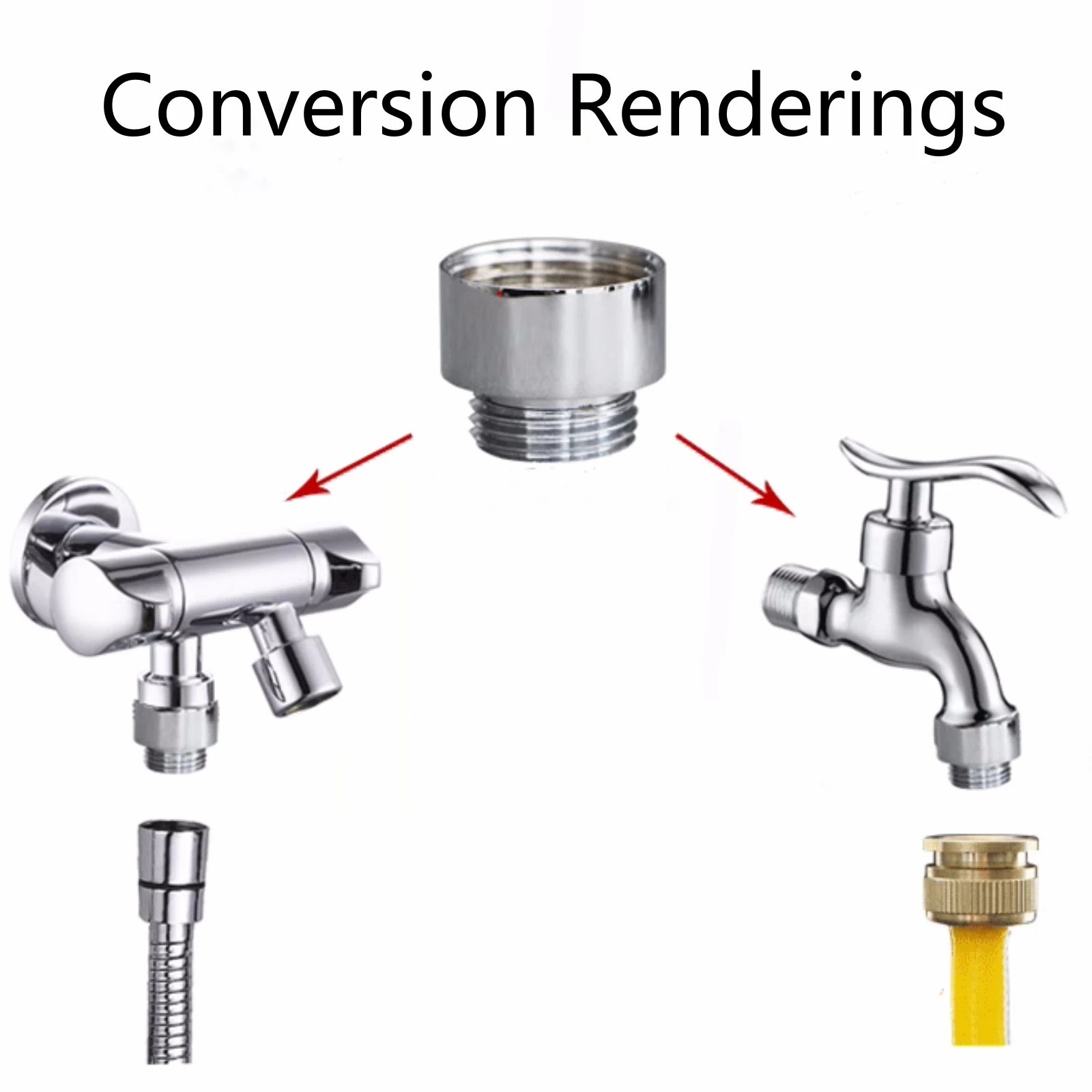 Wasserhahn-Adapter 1/2'' 3/4'' auf M18 M22 M24 Gewindeanschluss Wasserhahn-Koppler Wasserhahn-Verbindungsstück für Gartenbewässerung