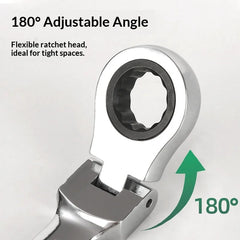8pcs 72-Tooth Durable Ratchet Wrench Set Metric 8-19mm Multi-Function for Garage Home DIY Repair Maintenance Ideal Party Gift