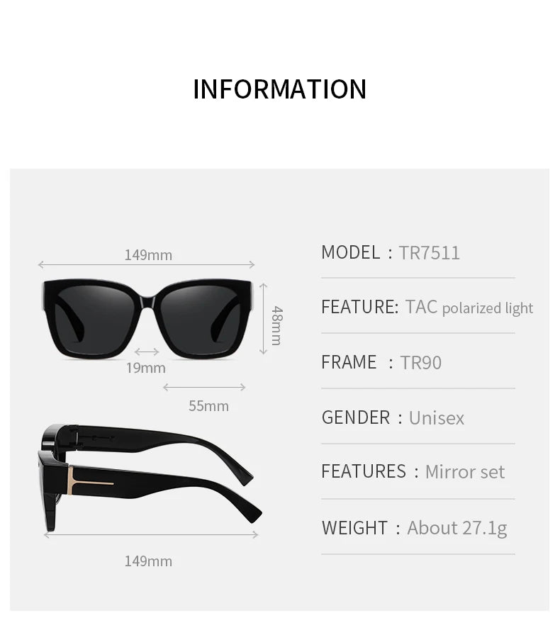 Fit Over Cover Myopia Glasses Polarized Sunglasses For Women Oversize Cover Prescription Men Sun Glasses Myopia Driving eyewear