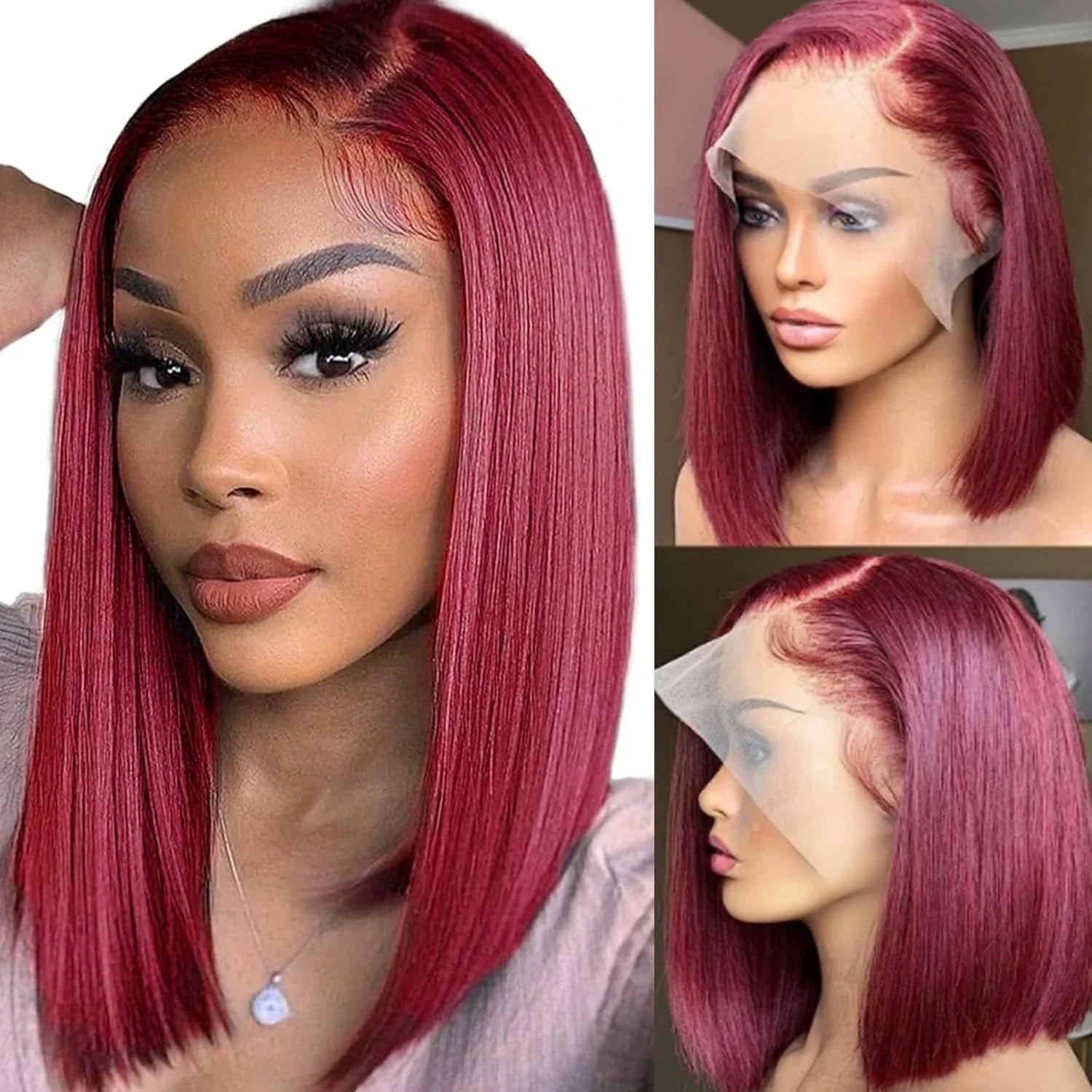 Bob Wig Human Hair 99J Burgundy Lace Front Wigs Human Hair 13x4 Lace Wigs Human Hair Brazilian Straight Bob Wigs