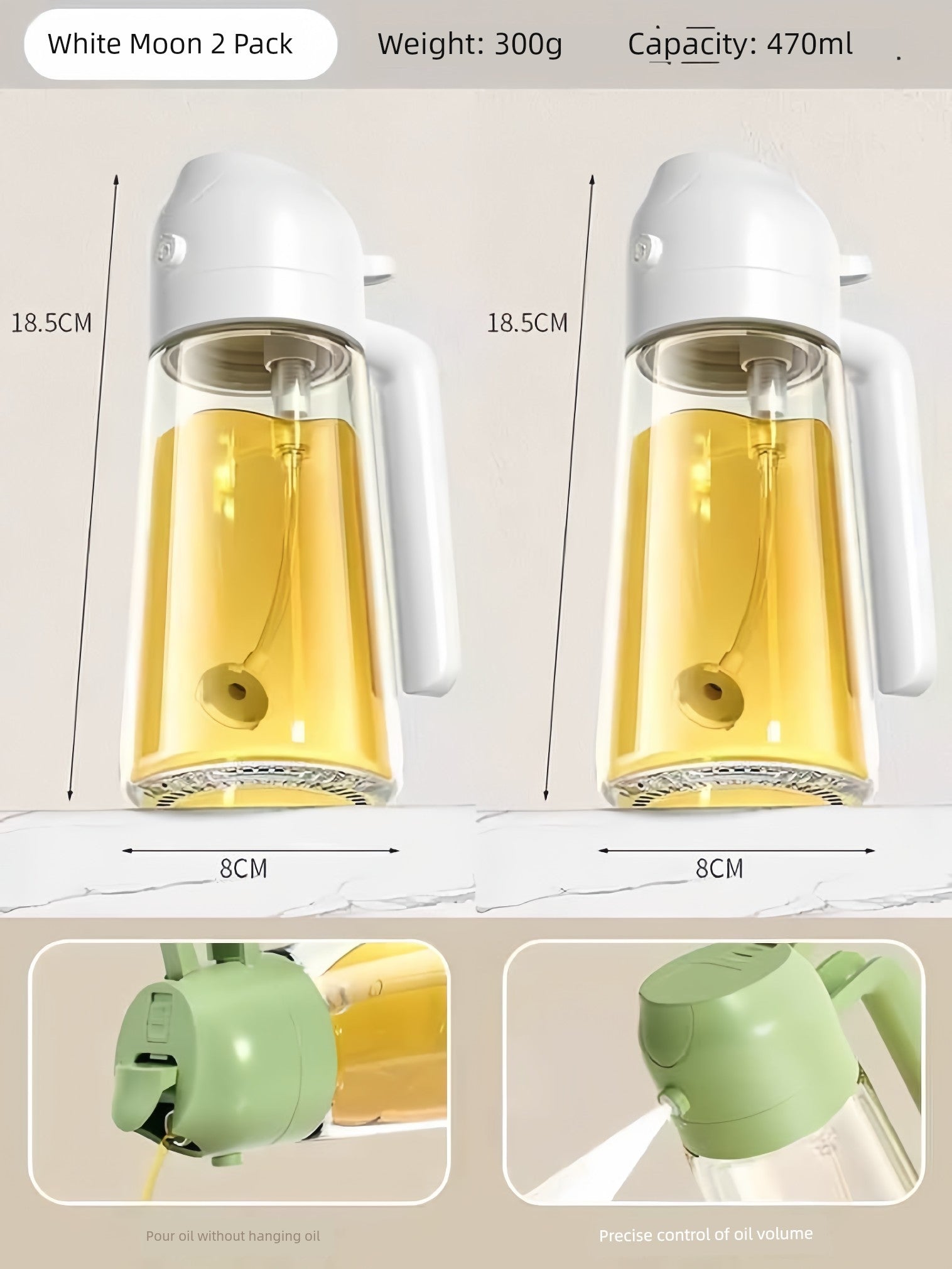 Glass Spray Oil Bottle Jar Spray Dual-Use Air Fryer Kitchen For Home Spray Oil Dispenser Oil Tank Seasoning Edible