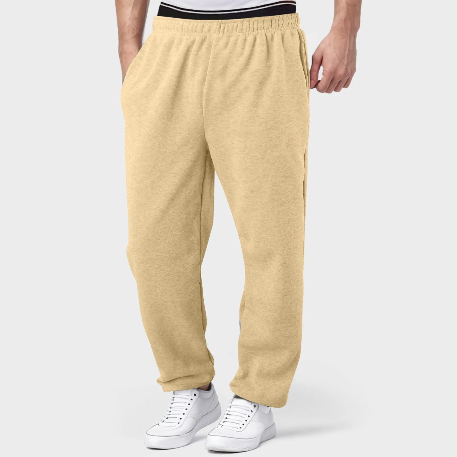 Mens Fleece Lined Sweatpants Wide Straight Leg Pants Bottom Sweatpants Joggers Pants Workout High Waisted Yoga Pants 10 Star