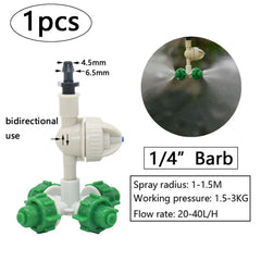 Boquilla nebulizadora antigoteo, sistema de riego por aspersión con nebulización de agua, kit de rociador ajustable de 4/5/6/7 vías para humidificación de invernaderos