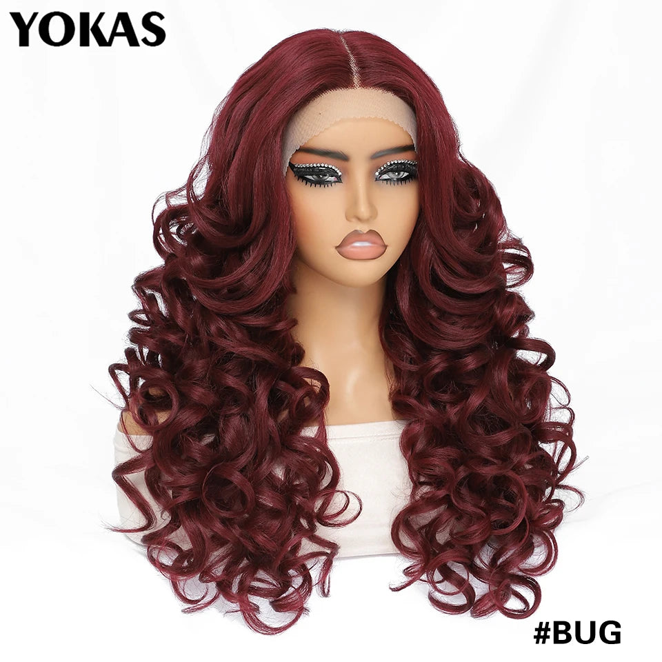 24 Inch Synthetic Lace Front Wigs For Black Women Curly Afro Lace Wigs for Afro Women Chocolate Brown Lace Front Wigs For Woman