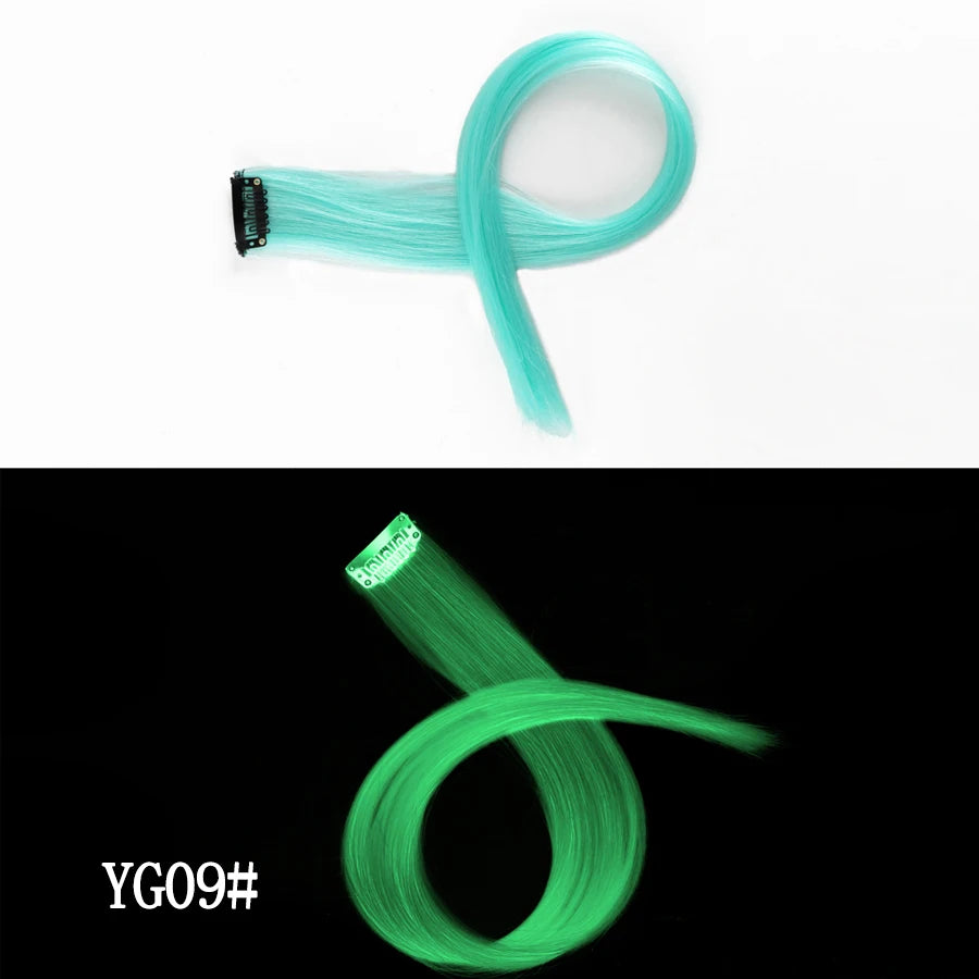 Synthetic Clip In One Pieces Raiinbow Hair Extensions  Straight Synthetic Hair Pieces 18" Long  Ombre Hair Pink Purple Red Blue