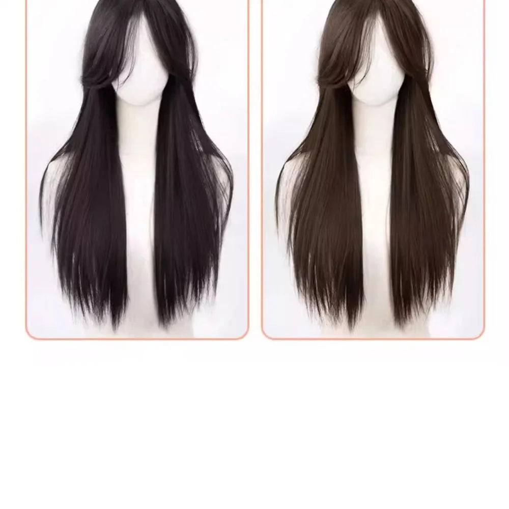 YANKUN 60cm Korean Ins Style Long Wig for Women Big Wave Curly Hair Nature High-quality Wigs with Hairnet Simulate Hair Atmosphe