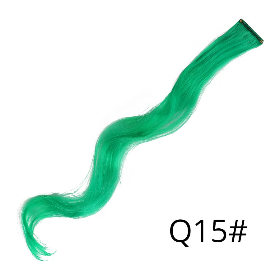 Synthetic Clip In One Pieces Raiinbow Hair Extensions  Straight Synthetic Hair Pieces 18" Long  Ombre Hair Pink Purple Red Blue