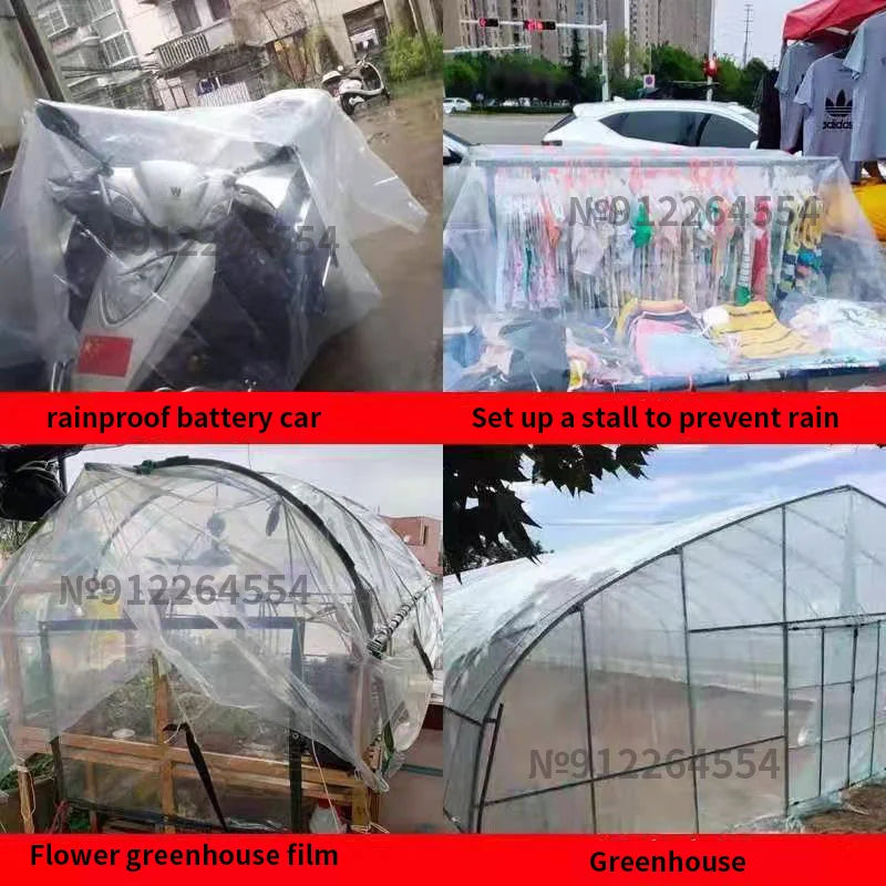 Lona gruesa transparente impermeable para jardín, lona de polietileno transparente a prueba de lluvia, cubierta para plantas, tela aislante para cobertizo con ojales