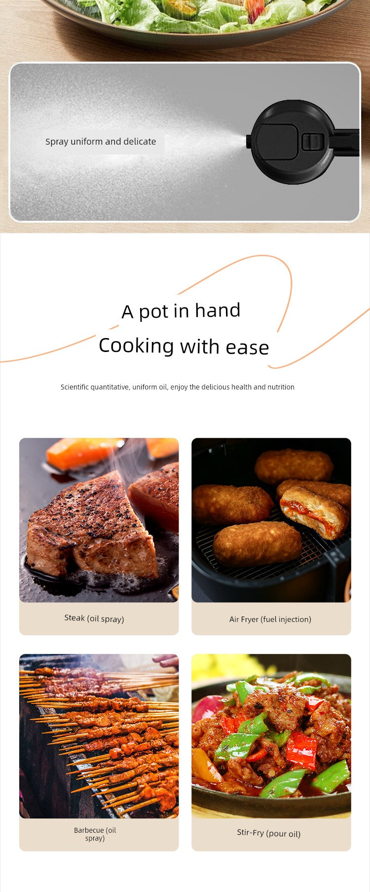 Anmai Glass Oiler Spray Dual-Purpose Oil Bottle Air Fryer Kitchen For Home Atomization Fuel Injector Food Grade Leak-Proof