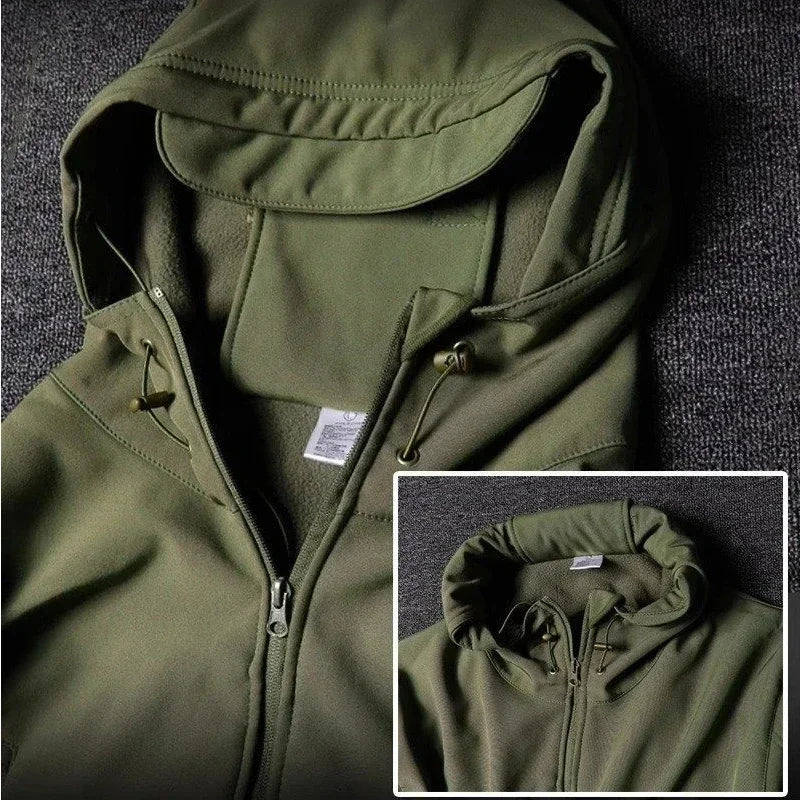 Herren Camouflage Taktik Set Army Sharkskin Wasserdichte Kapuzenjacke Winter Fleece Arbeits Cargo Anzug Multi-Tasche Softshell Freizeithose