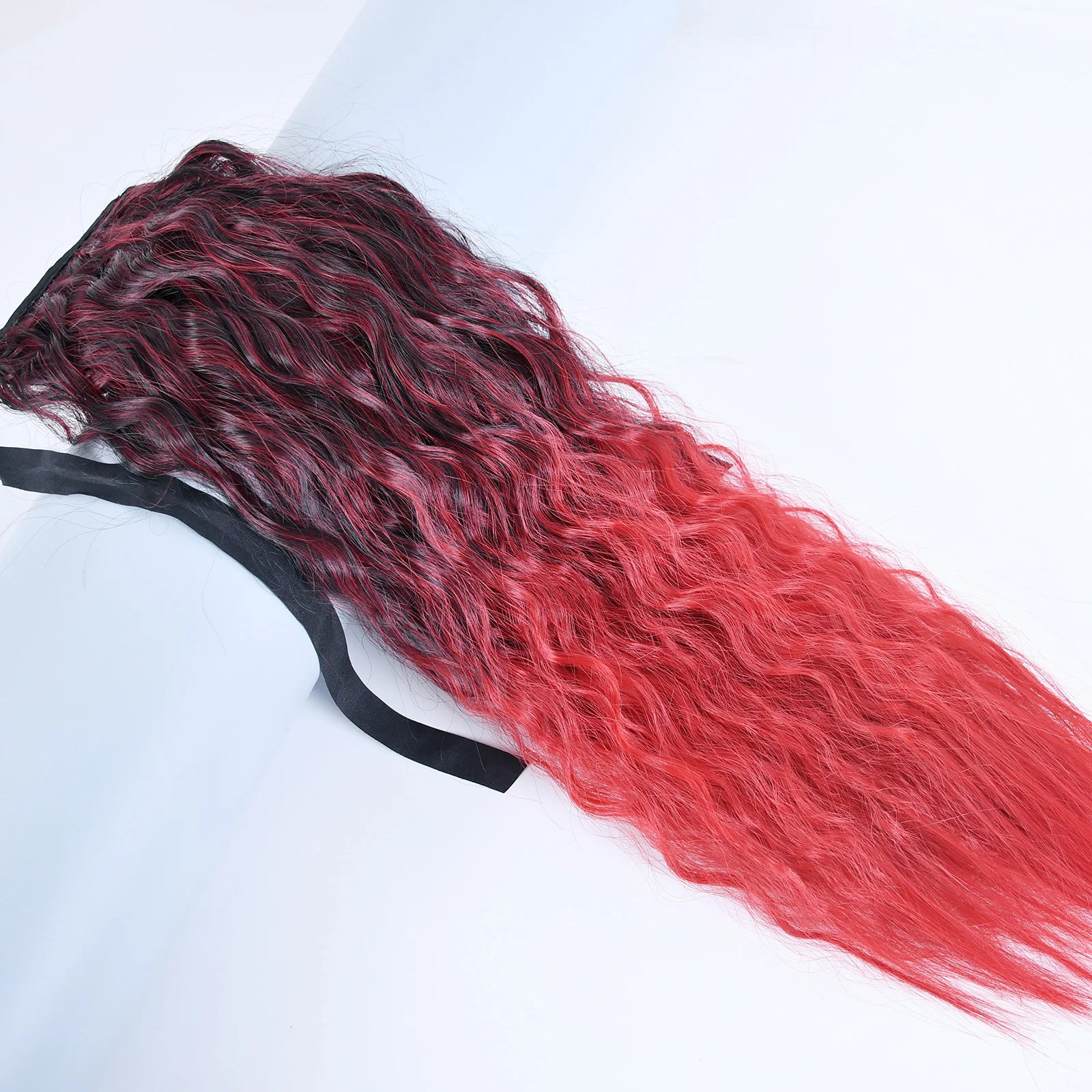 Jeedou Synthetic Long Kinky Curly Hair Ribbon Ponytail Extension Brown Blue Pink Purple Naturl Color Ponytails