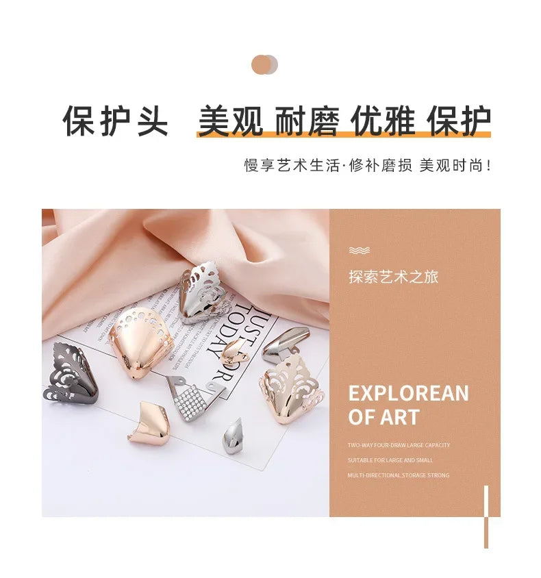 Women Shoes Point Protector Flat Shoe Tips Cap Accessorices High Heel Metal Toe Cap Wear and Tear Concealer Anti-kicking Leather