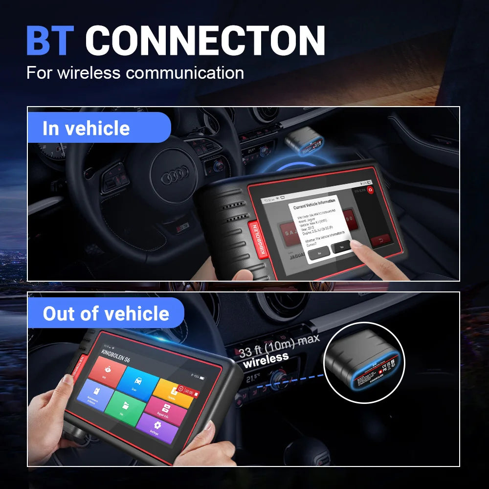 KINGBOLEN S6 OBD Automotive Scanner Bluetooth All System Car Diagnostic Tools 28 Resets IMMO/BMS/TPMS/ABS Bleeding Lifetime Free