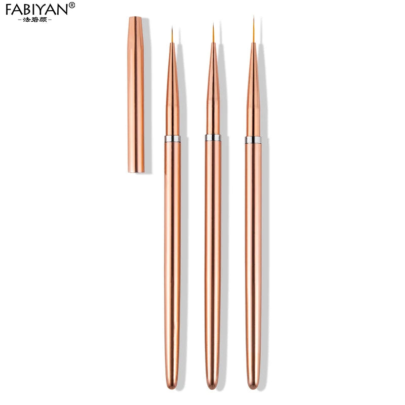 3Pcs  Nail Art Liner French Stripe Brush  UV Gel Brushes Painting  Drawing Manicure Pen Tools 7/9/11mm