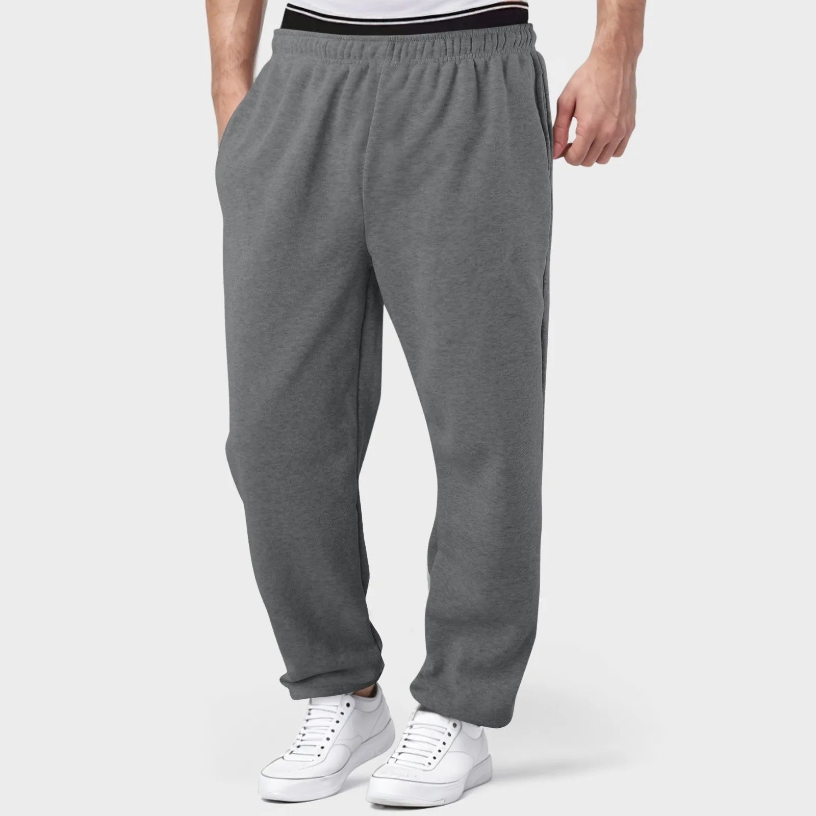 Mens Fleece Lined Sweatpants Wide Straight Leg Pants Bottom Sweatpants Joggers Pants Workout High Waisted Yoga Pants 10 Star