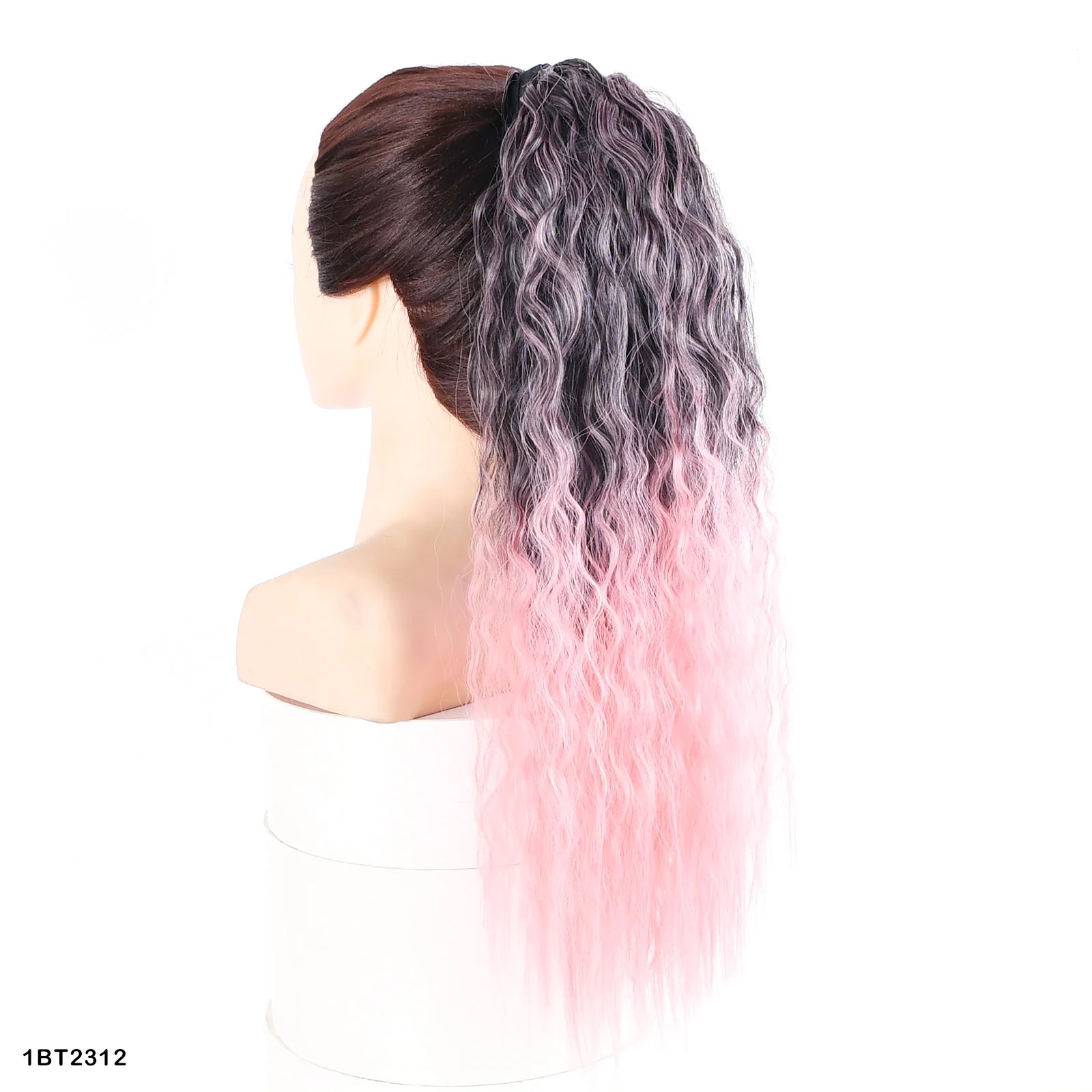 Jeedou Synthetic Long Kinky Curly Hair Ribbon Ponytail Extension Brown Blue Pink Purple Naturl Color Ponytails