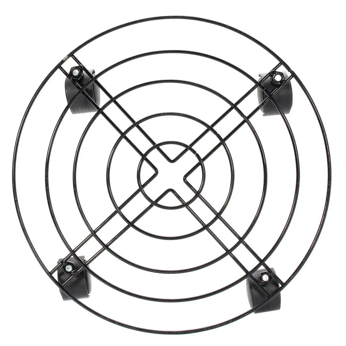Bandeja para macetas redonda de metal de 4 tamaños, color negro, con 4 ruedas, para transportar macetas pesadas, soporte para platos, herramientas de jardín