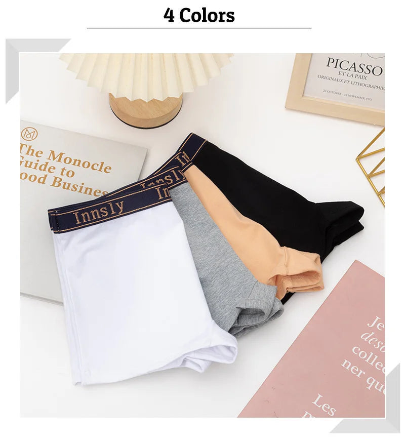 3Pcs/Set Women Boyshort Boxer Cotton White Underpant Elastic Big Size Panties Female Underwear Protective Shorts Under The Skirt