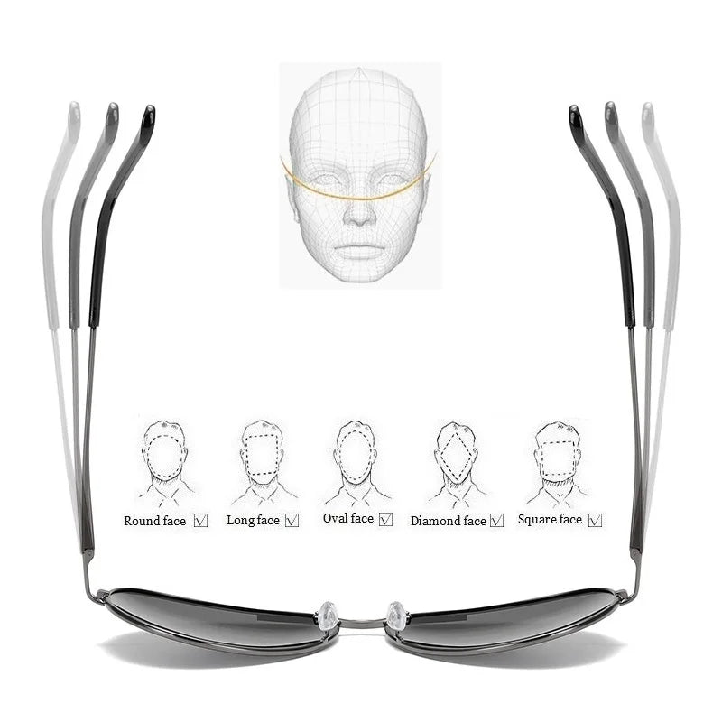 Luxury Photochromic Pilot Polarized Sunglasses Men Women Driving Chameleon Sun Glasses Change Color Day And Night UV400 Eyewear