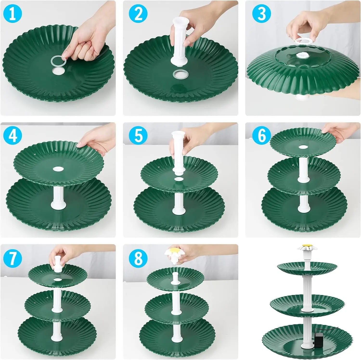 AISITIN - Baño para pájaros de 3 niveles con bomba solar de 3,5 W, fuente solar desmontable para bricolaje y adecuada para baño de pájaros y decoración de jardín