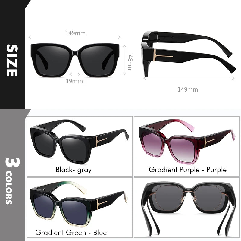 Fit Over Cover Myopia Glasses Polarized Sunglasses For Women Oversize Cover Prescription Men Sun Glasses Myopia Driving eyewear