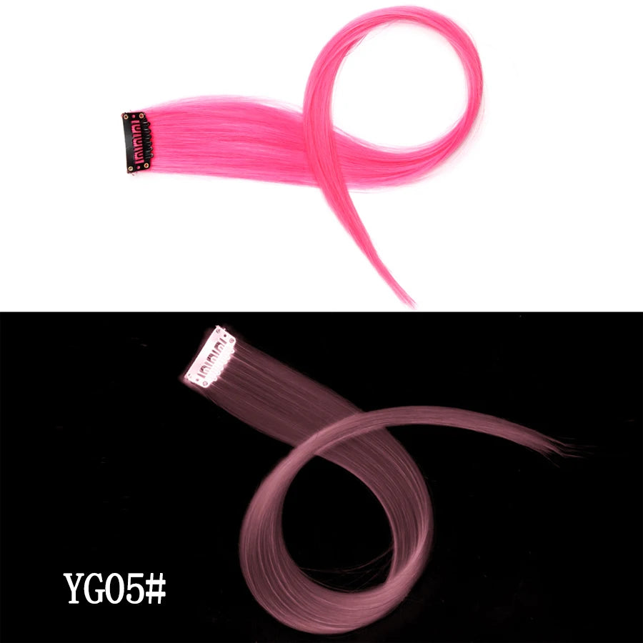 Synthetic Clip In One Pieces Raiinbow Hair Extensions  Straight Synthetic Hair Pieces 18" Long  Ombre Hair Pink Purple Red Blue