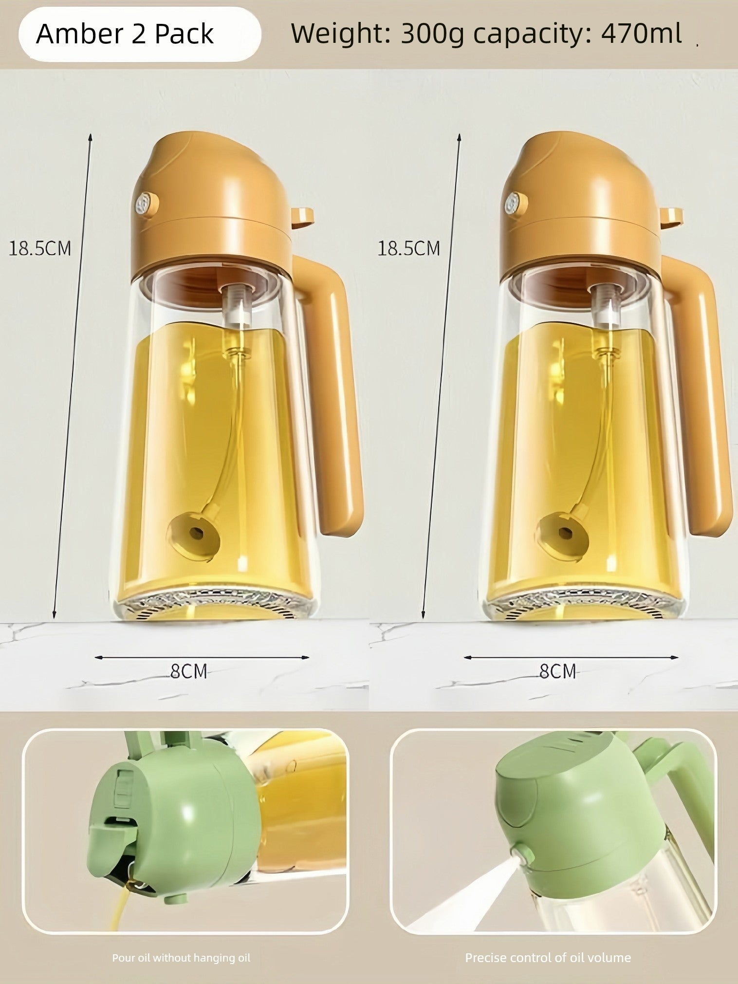 Glass Spray Oil Bottle Jar Spray Dual-Use Air Fryer Kitchen For Home Spray Oil Dispenser Oil Tank Seasoning Edible