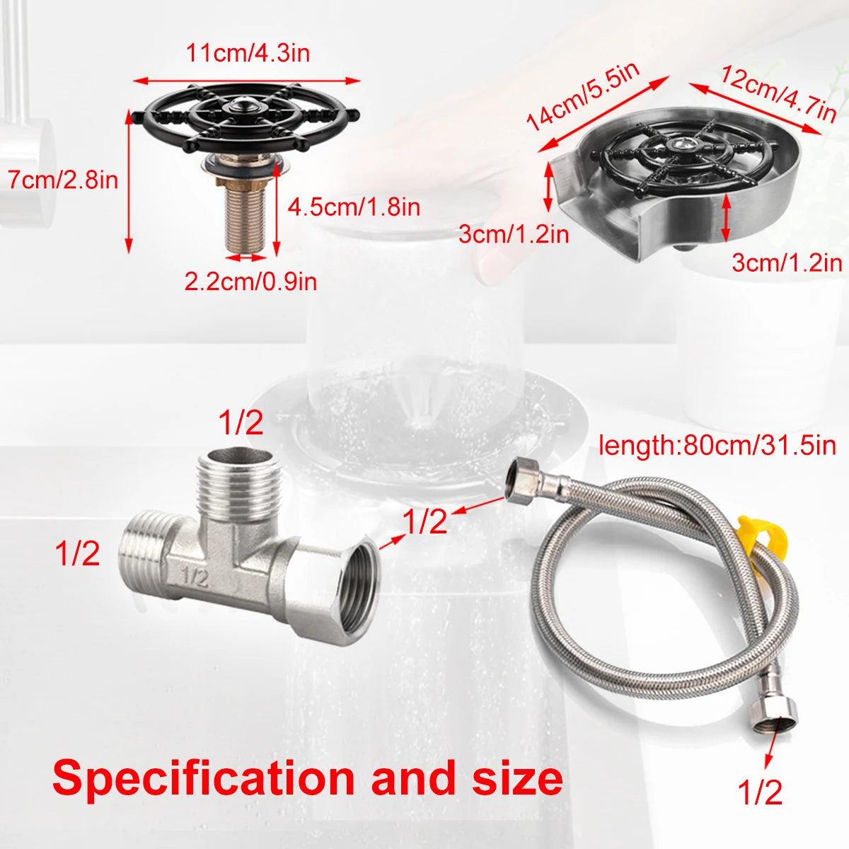 Automatic Faucet Glass Rinser Kitchen Sinks Bottle Washer Steel Brush Nickel Coffee Cup Cleaner Tool Kitchen Sink Accessories