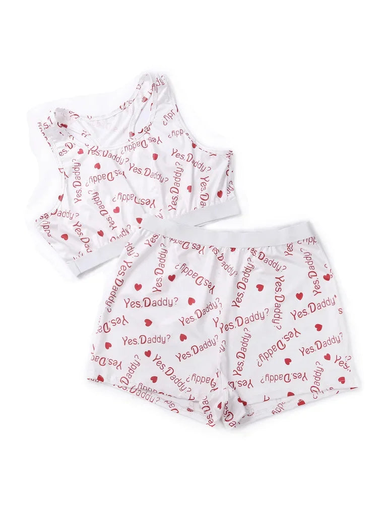 Sets for women 2 pieces Short Set 2024 New Casual Home Wear Printed Vest Crop Tops Shorts Set Tracksuits Sportswear Loungewear