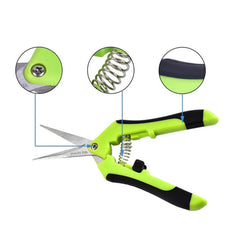 Tijeras de podar de acero inoxidable para jardín, tijeras para recoger uvas, frutas, horticultura, cortadoras de hojas, herramientas de poda de codo recto