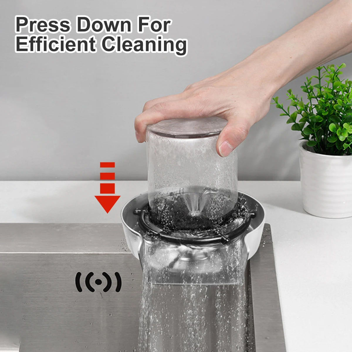 Automatic Faucet Glass Rinser Kitchen Sinks Bottle Washer Steel Brush Nickel Coffee Cup Cleaner Tool Kitchen Sink Accessories