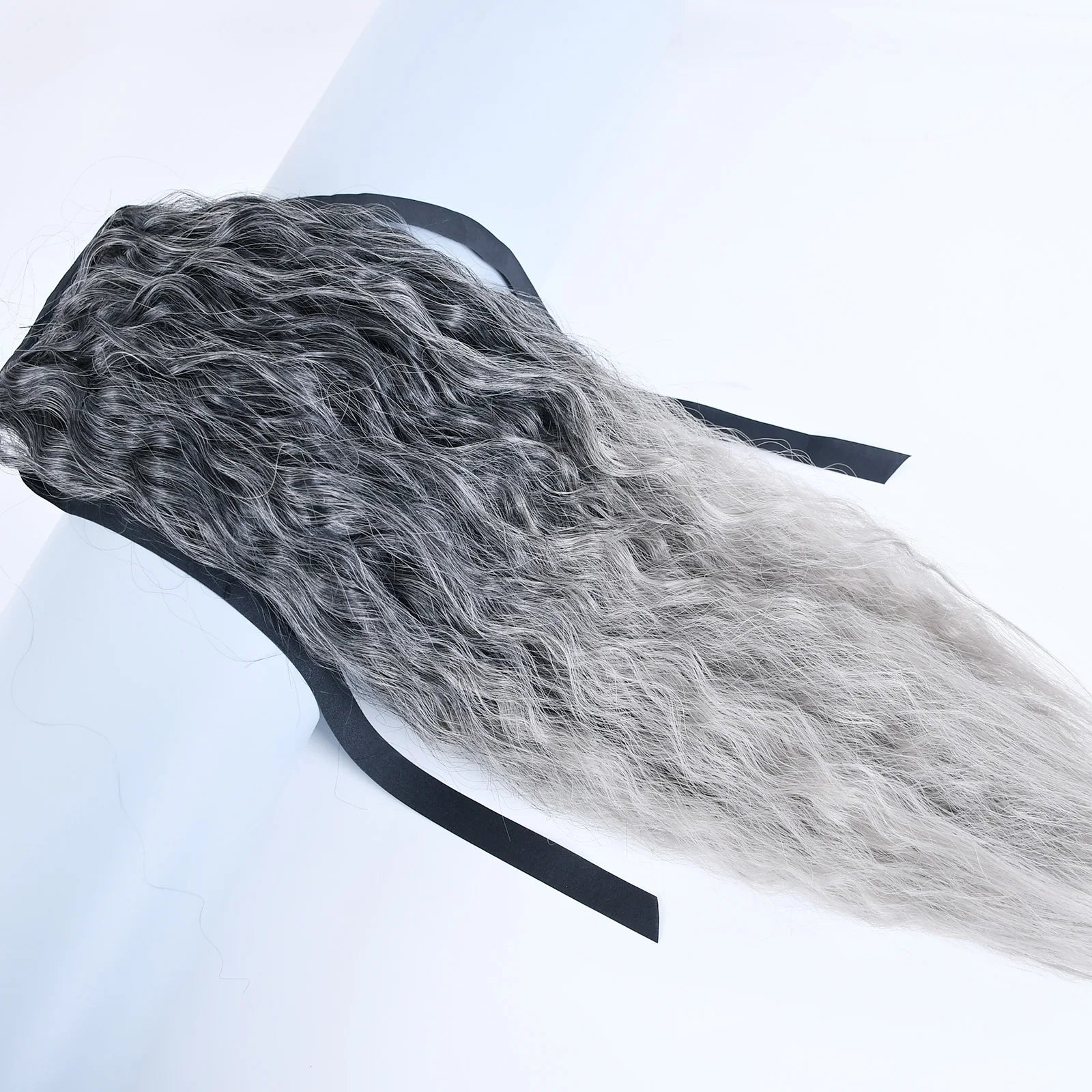 Jeedou Synthetic Long Kinky Curly Hair Ribbon Ponytail Extension Brown Blue Pink Purple Naturl Color Ponytails