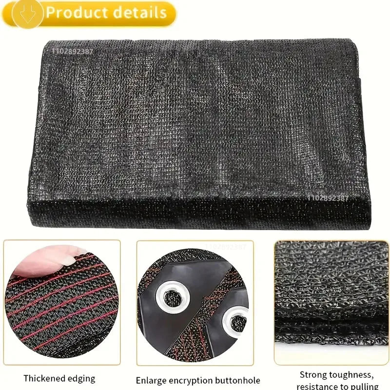 Verdicktes 12-poliges Beschattungsnetz mit 80-90 % UV-Schutz und schwarzer HDPE-Beschattungsrate für den Außenbereich, Pergola, Autogarage, Regenschutznetz