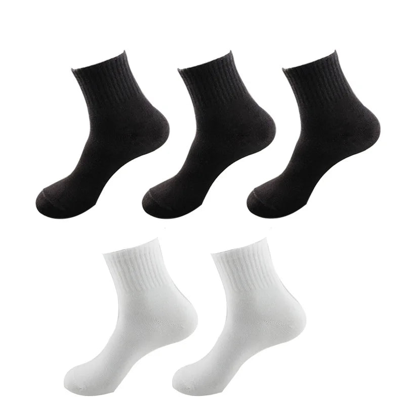 10Pcs/5Pair Unisex Socks Women Men Black White Gray Ankle Socks Female Male Solid Color Socks High Quality Cotton Short Socks