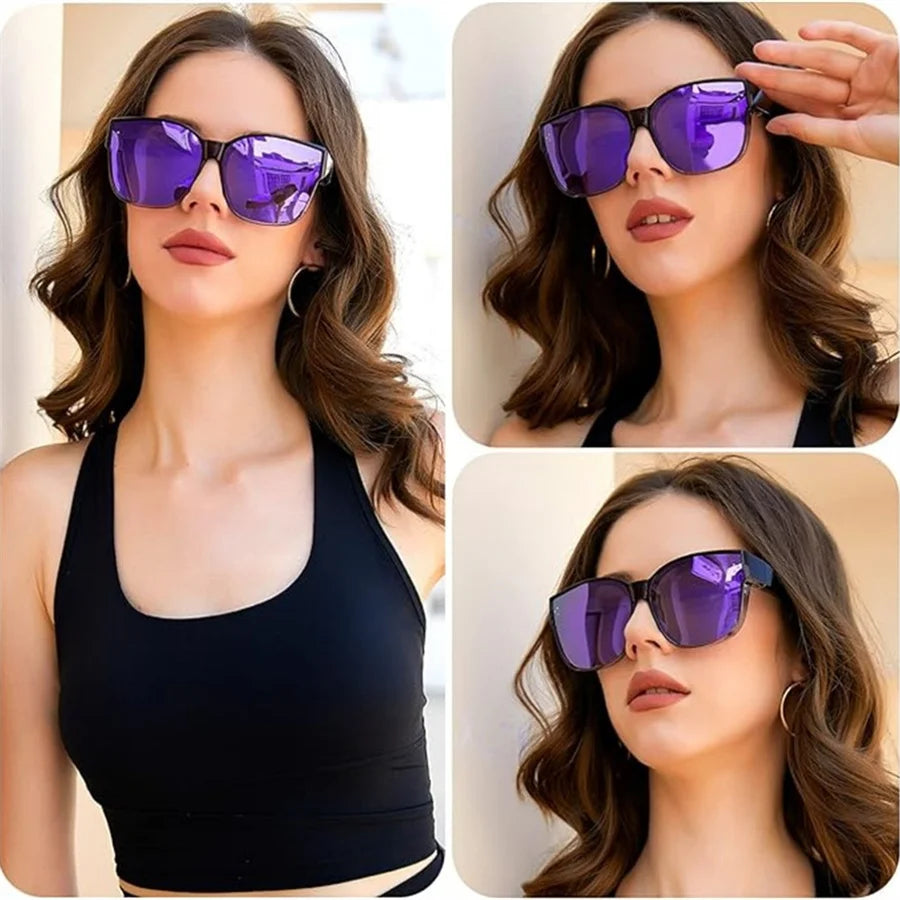 Cool&Ku Women Men Polarized Fit Over Sunglasses Oversized Trendy Square Cat Eye Wear Over Glasses