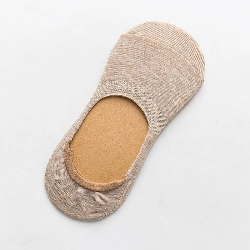 10 Pieces = 5 Pairs Women Invisible Boat Socks Spring Summer Solid Color Fashion Wild Shallow Mouth Felmen Slipper Cotton Sock