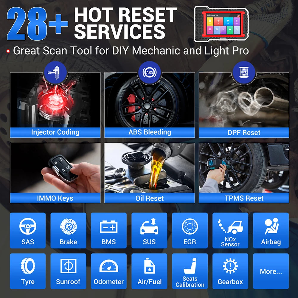Lifetime Free Update KINGBOLEN K7 ALL System car Diagnostic Tools ECU Coding Active Test 28 Resets PK LAUNCH X431 CRP919E BT