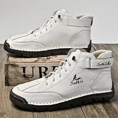 New 2024 Handmade Leather Men Boots Fashion Designer Shoes Man Leather Ankle Boots Men Walking Shoe Breathable Hombres Botas