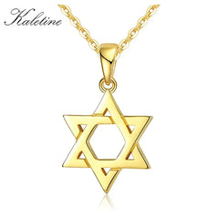 Kaletine brand gold Star of David pendant and chain.