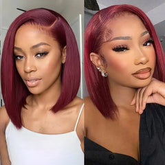 Bob Wig Human Hair 99J Burgundy Lace Front Wigs Human Hair 13x4 Lace Wigs Human Hair Brazilian Straight Bob Wigs