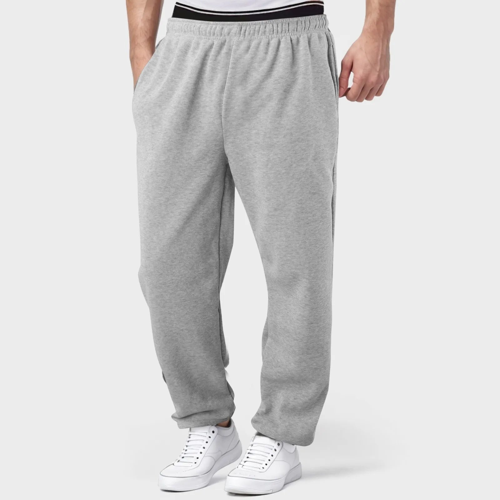 Mens Fleece Lined Sweatpants Wide Straight Leg Pants Bottom Sweatpants Joggers Pants Workout High Waisted Yoga Pants 10 Star