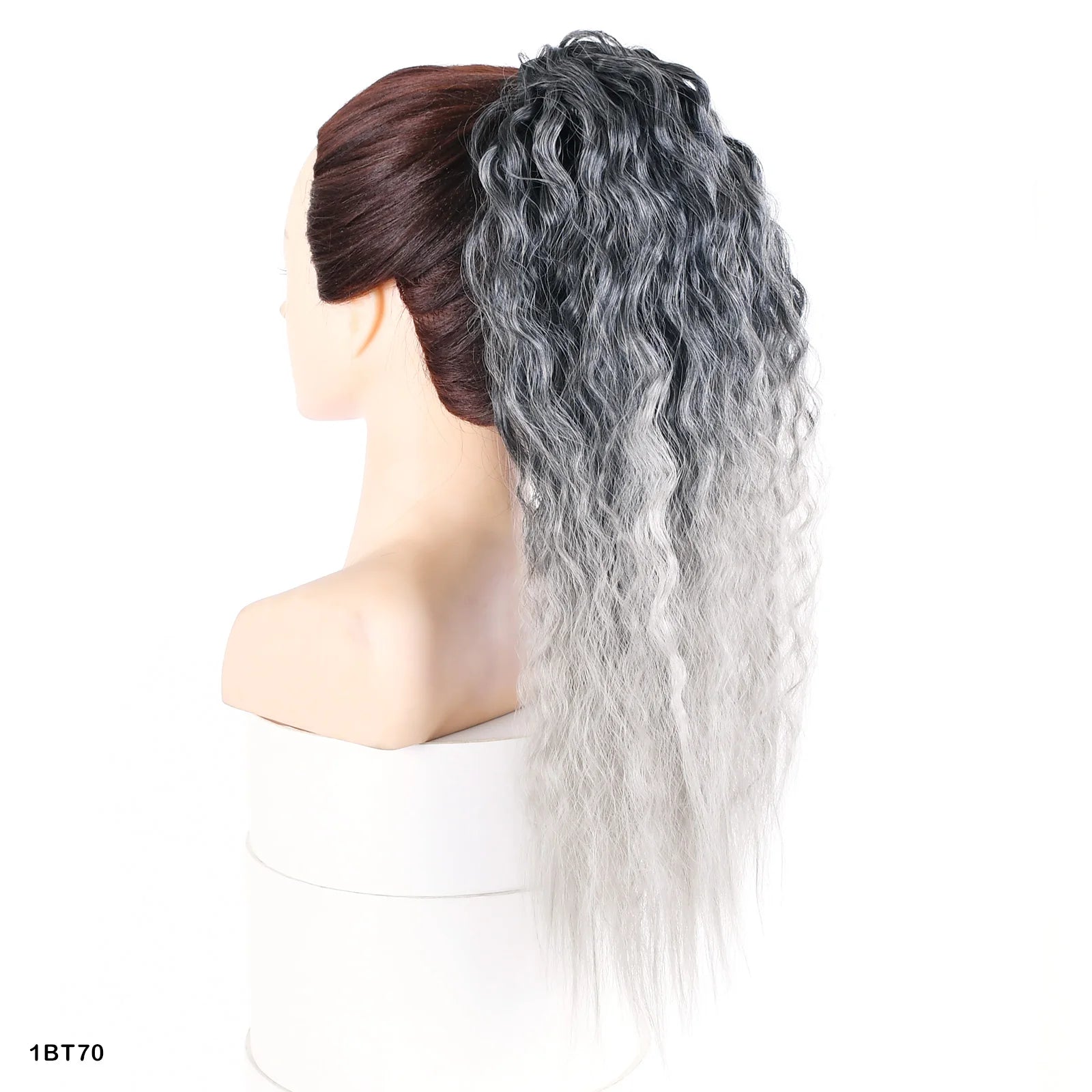 Jeedou Synthetic Long Kinky Curly Hair Ribbon Ponytail Extension Brown Blue Pink Purple Naturl Color Ponytails