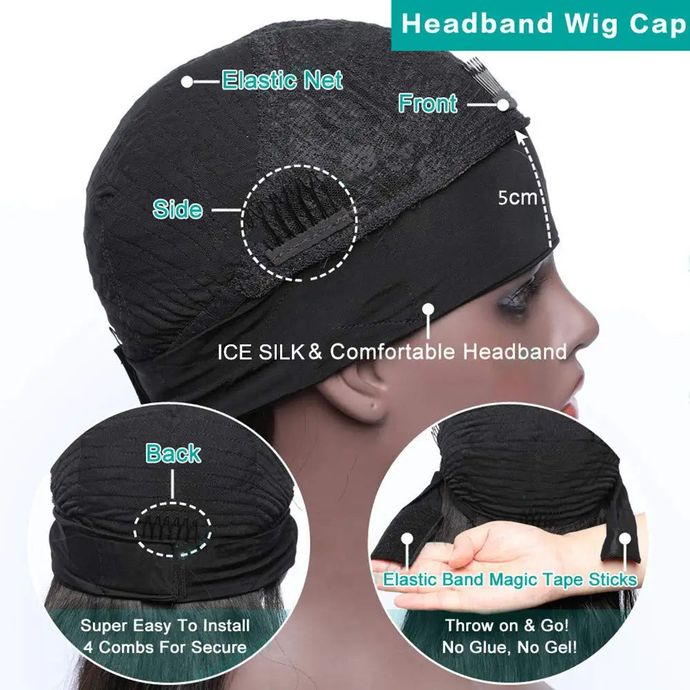 Kinky Straight Headband Wigs Remy Human Hair Wig Ready To Wear Brazilian Yaki Straight Headband Human Hair Wig for Women