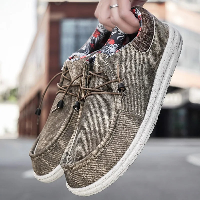 New Casual Slip-on Canvas Shoes For Men Fashion Blue Lightweight Men's Loafers Trendy Flat Comfortable Breathable Men's Sneakers