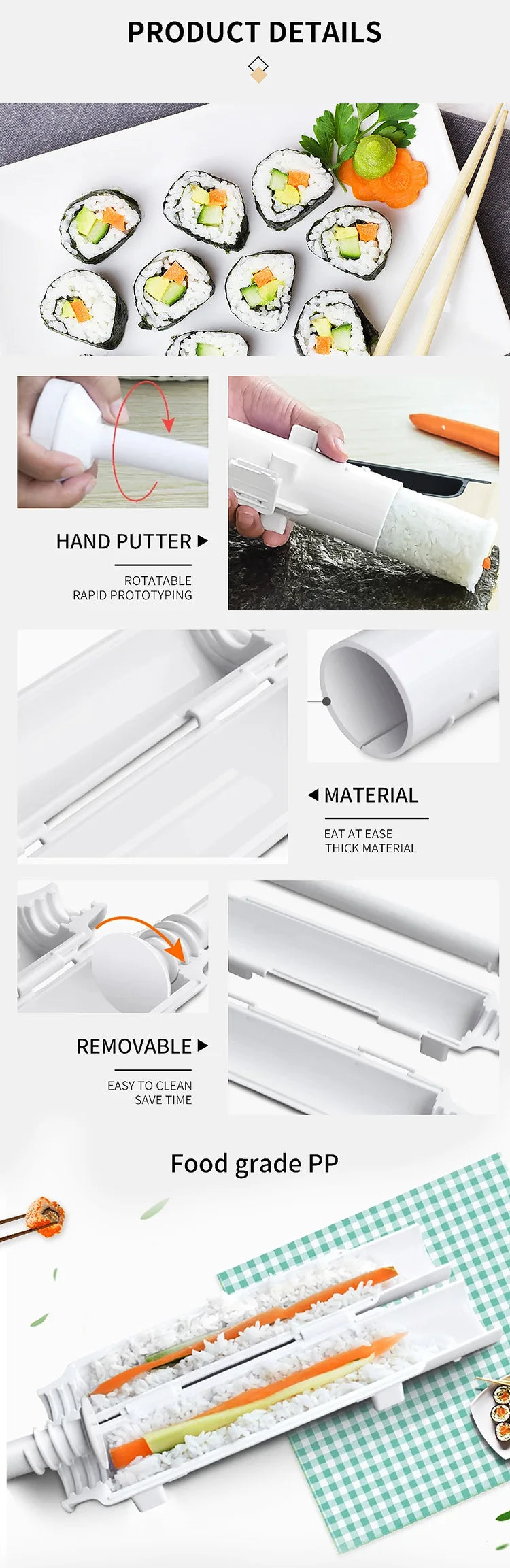 Quick Sushi Maker DIY Roller Rice Mold Meat Vegetable Rolling Mold Sushi Device Making Machine Bento Kitchen Gadgets