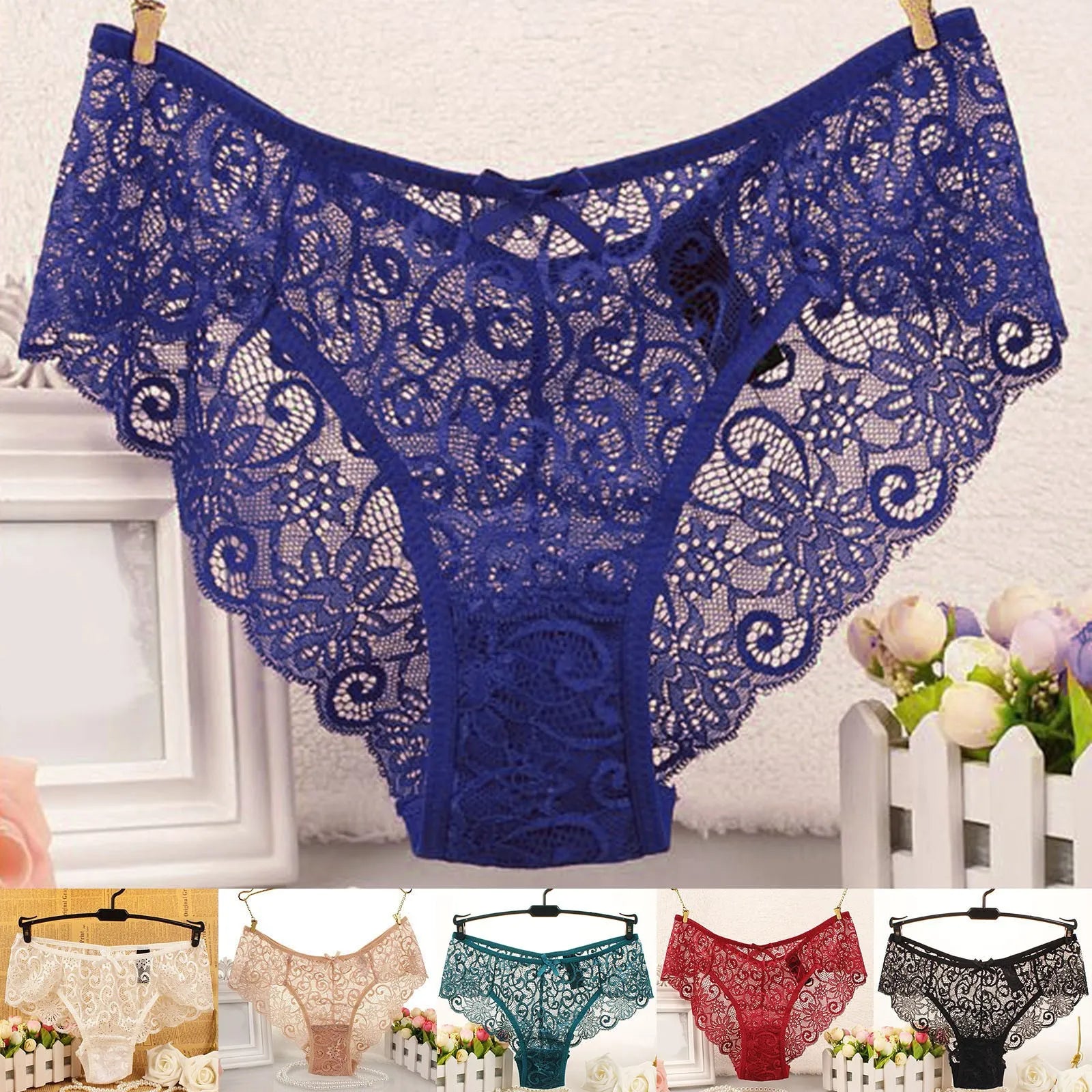 Sexy Lace Panties Women Solid Hollow Perspective Underwear Temptation Seamless Underpants Breathable Intimates Female Lingerie