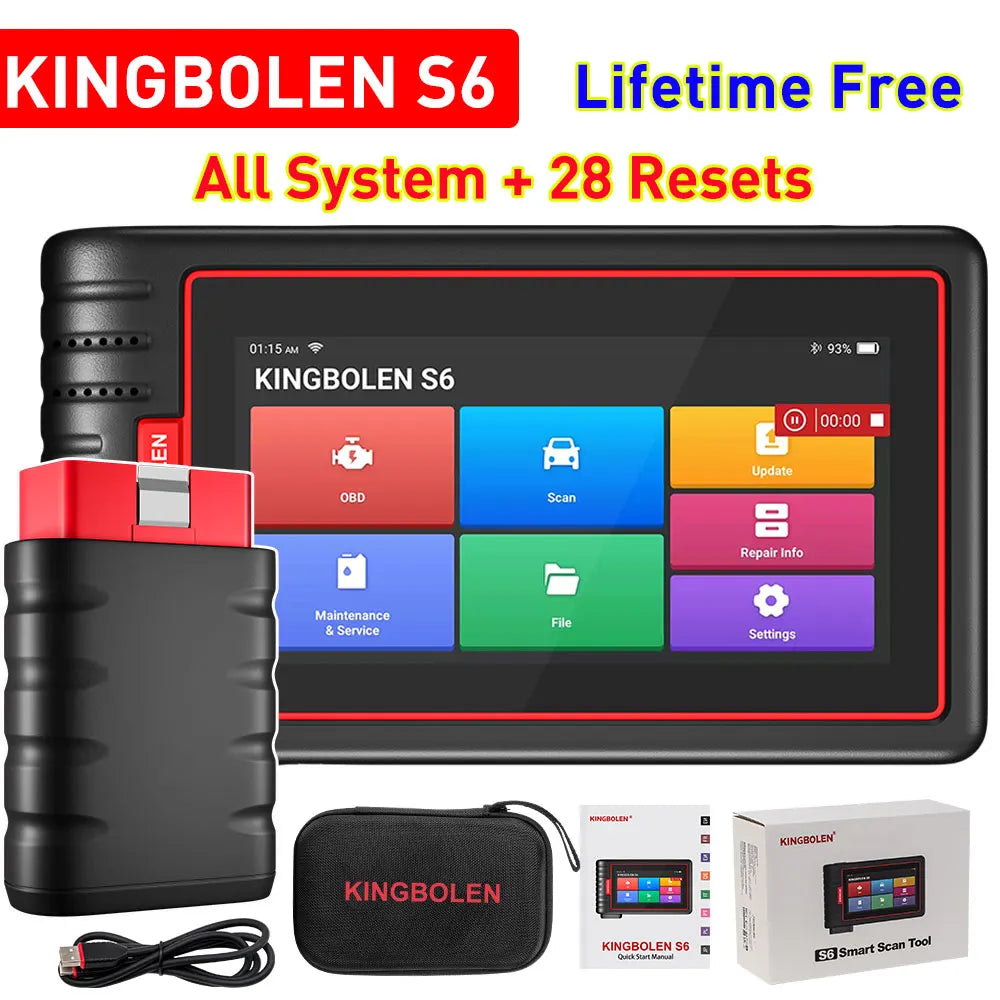 KINGBOLEN S6 OBD Automotive Scanner Bluetooth All System Car Diagnostic Tools 28 Resets IMMO/BMS/TPMS/ABS Bleeding Lifetime Free
