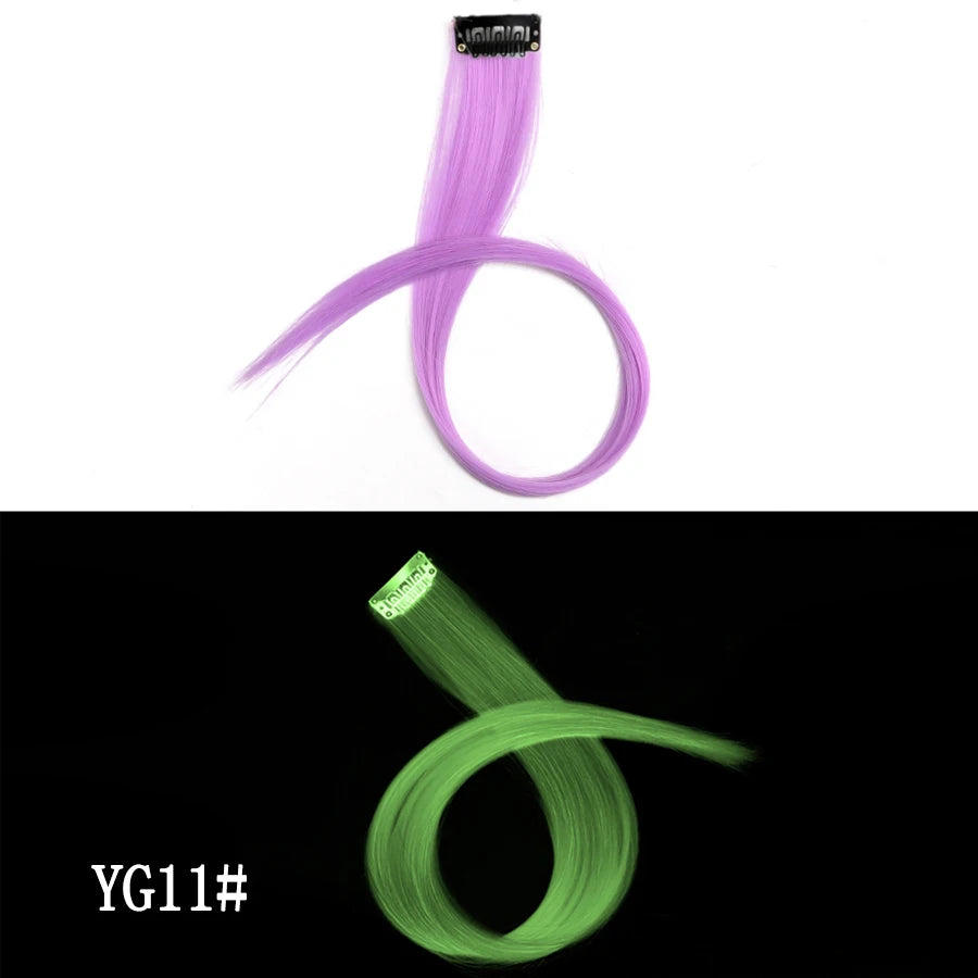 Synthetic Clip In One Pieces Raiinbow Hair Extensions  Straight Synthetic Hair Pieces 18" Long  Ombre Hair Pink Purple Red Blue