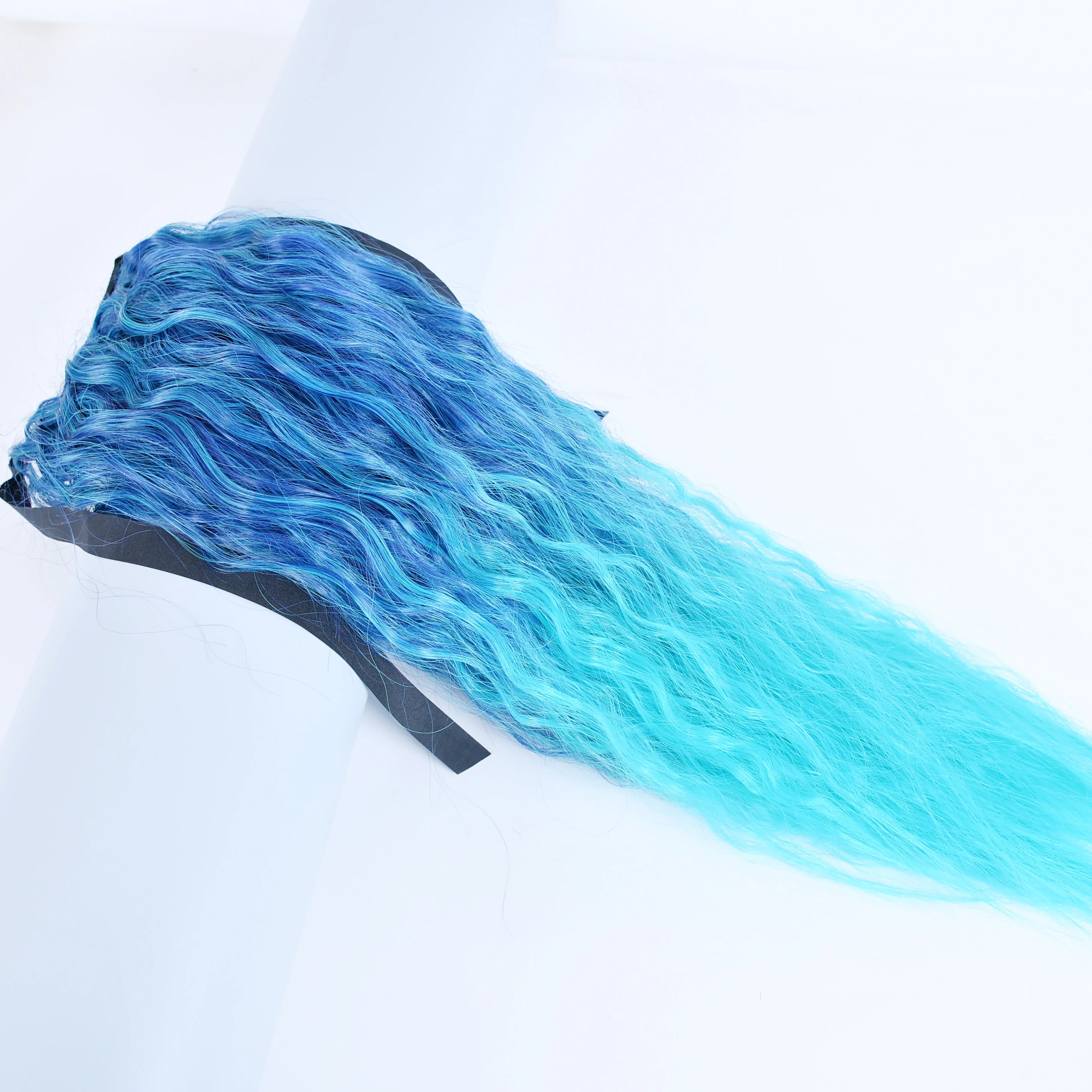 Jeedou Synthetic Long Kinky Curly Hair Ribbon Ponytail Extension Brown Blue Pink Purple Naturl Color Ponytails